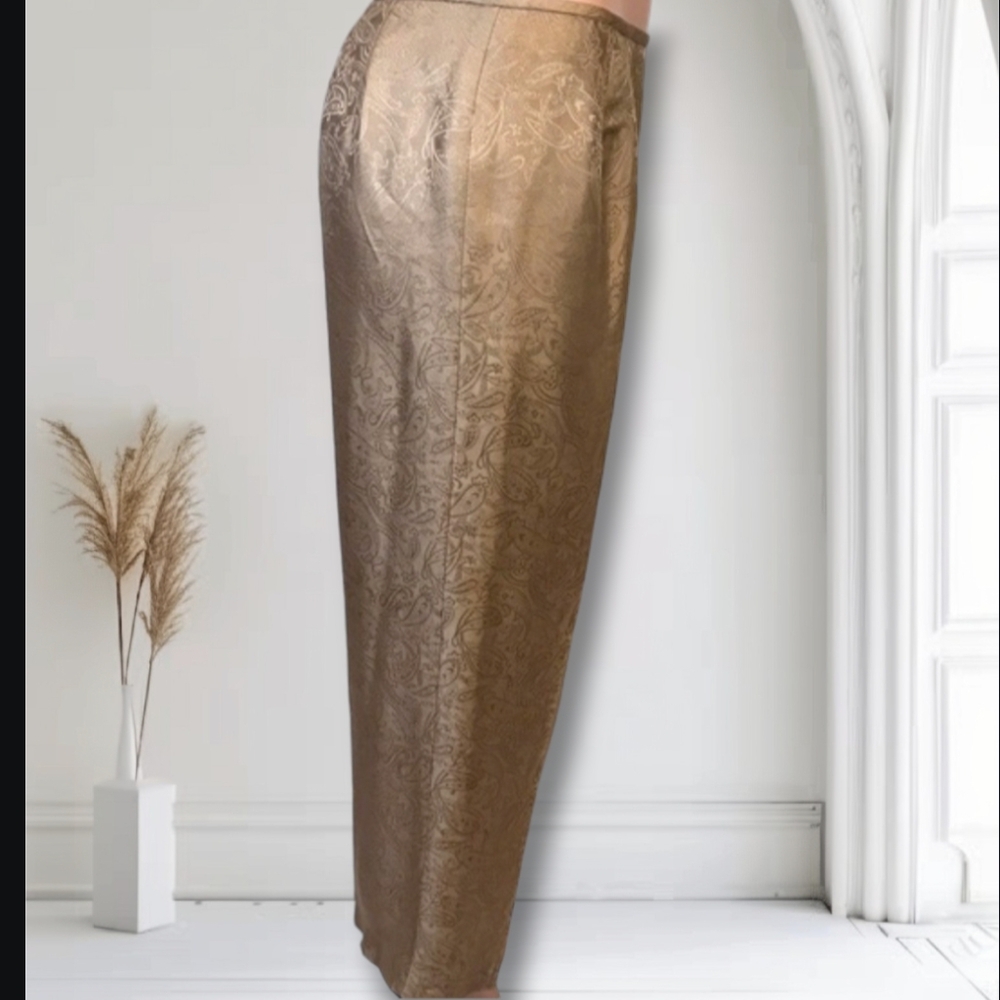 Vintage Travis Ayers Gold Paisley Silk Trousers - Picture 3 of 8